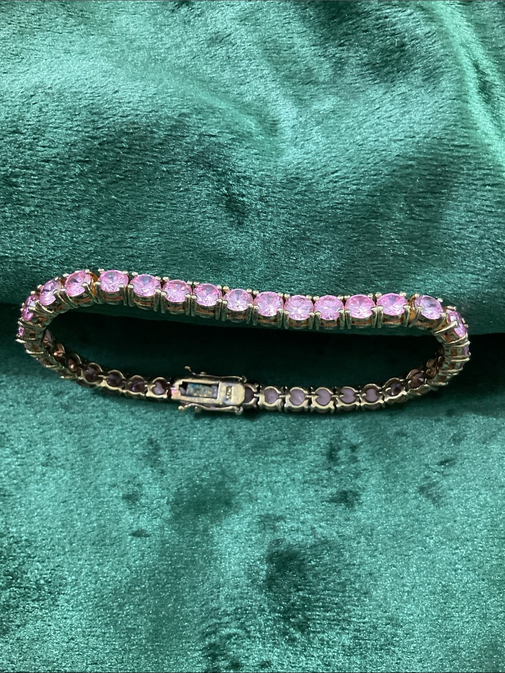 Cubic Zirconia Tennis Bracelet 7 1/2” Pink